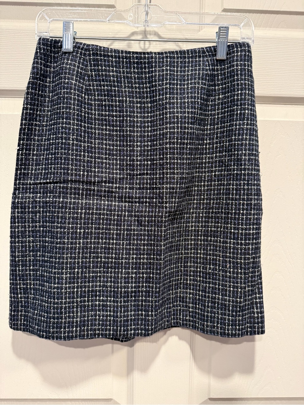 Casual Corner Navy & White Tweed Pencil Skirt